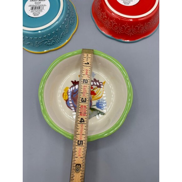 Pioneer Woman Set Of 3 Mini Pie Plates Ceramic Bowls - Picture 4 of 5